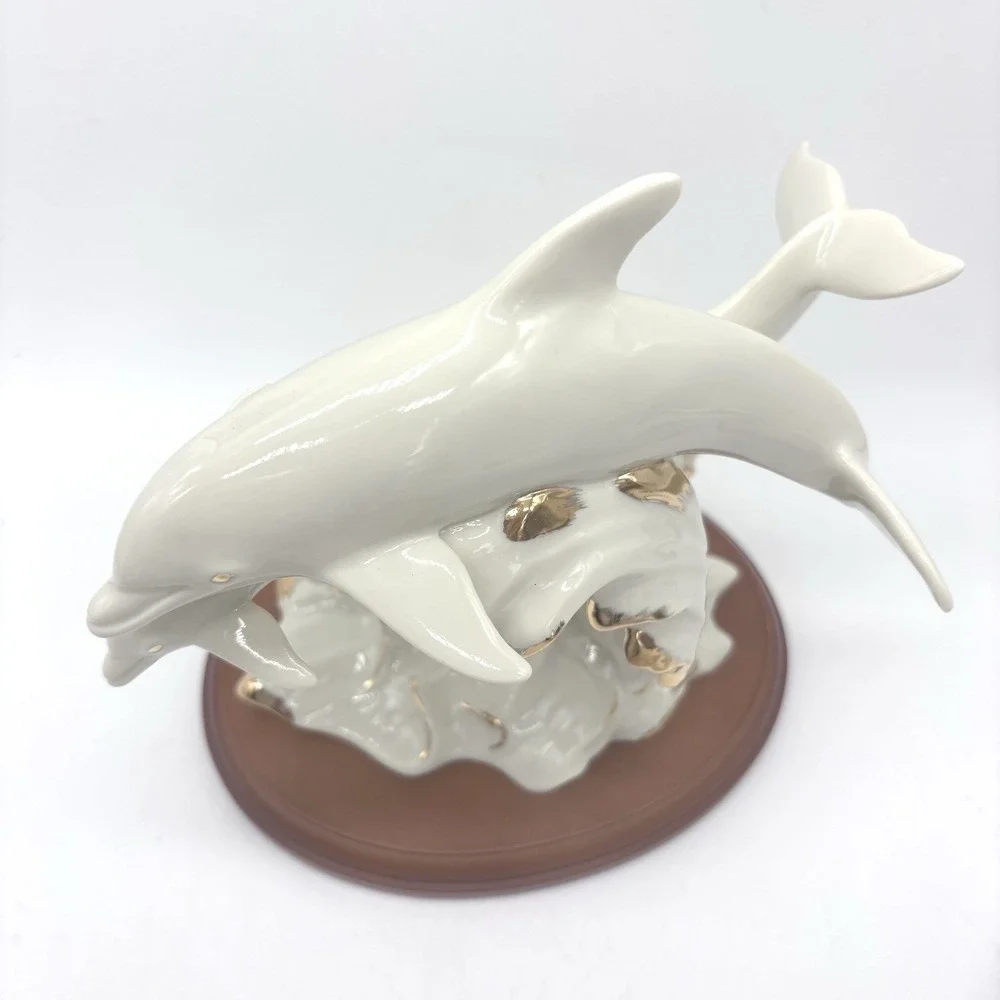 Vintage 1995‎ Lenox Between Sea And Sky Dolphin Fine Porcelain Gold Accents